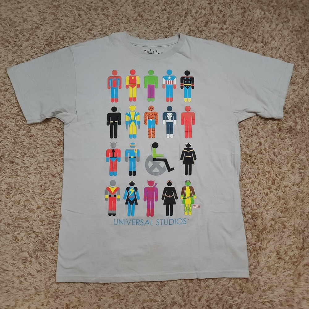 Marvel Universal Studios Character Prints Mens M Short Sleeve Gray Shirt